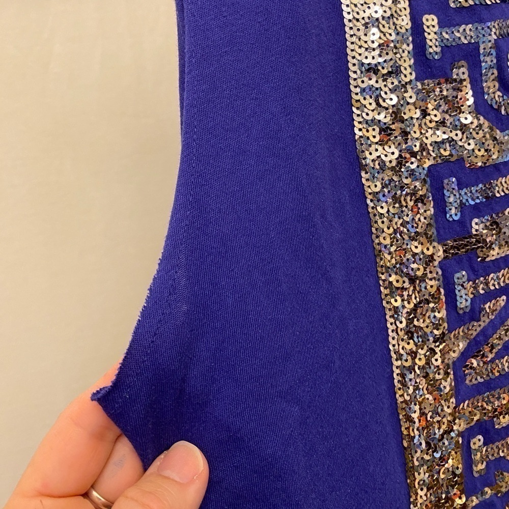 PINK Victoria’s Secret Size Small Purple Sequins Logo Tank Top, Raw Underarm Hem - Picture 4 of 8